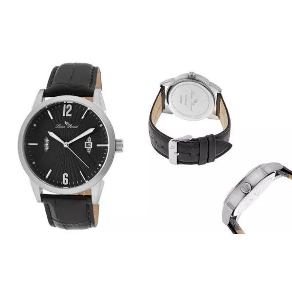 Lucien Piccard Black Leather Waltzmann Watch Men’s